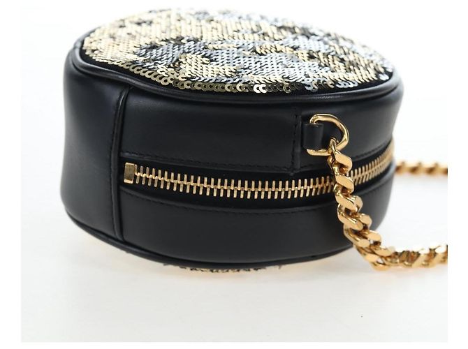 Autre Marque Borsa a tracolla con catena SAINT LAURENT di paillettes Nero Tono Oro Auth 204808SAM - vista 5