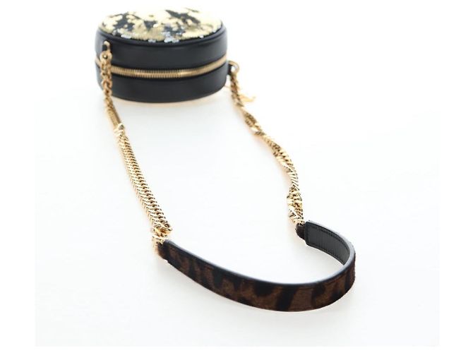 Autre Marque Borsa a tracolla con catena SAINT LAURENT di paillettes Nero Tono Oro Auth 204808SAM - vista 7