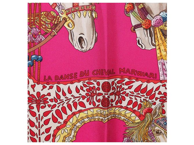 Hermès HERMES Foulard Carré 90 Seta Rosa "LA DANSE DU CHEVAL MARAWARI" Auth ki6868M Giallo - vista 11