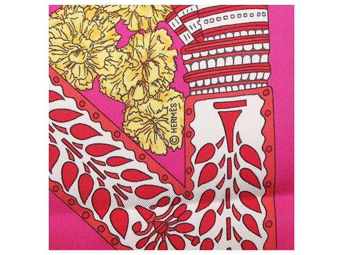Hermès HERMES Foulard Carré 90 Seta Rosa "LA DANSE DU CHEVAL MARAWARI" Auth ki6868M Giallo - vista 12