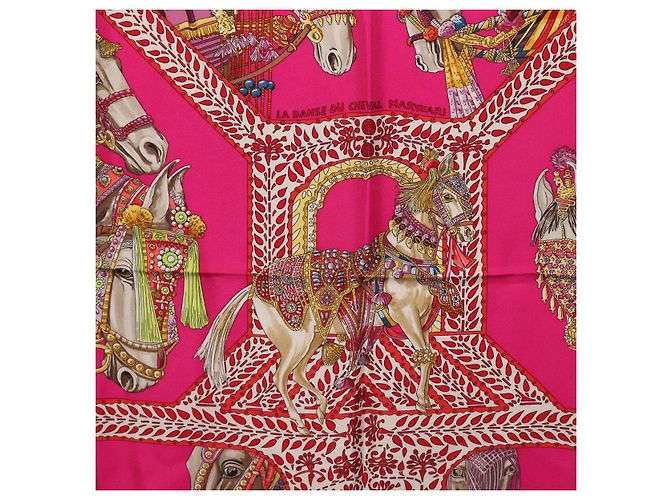 Hermès HERMES Foulard Carré 90 Seta Rosa "LA DANSE DU CHEVAL MARAWARI" Auth ki6868M Giallo - vista 6