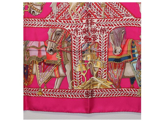 Hermès HERMES Foulard Carré 90 Seta Rosa "LA DANSE DU CHEVAL MARAWARI" Auth ki6868M Giallo - vista 9