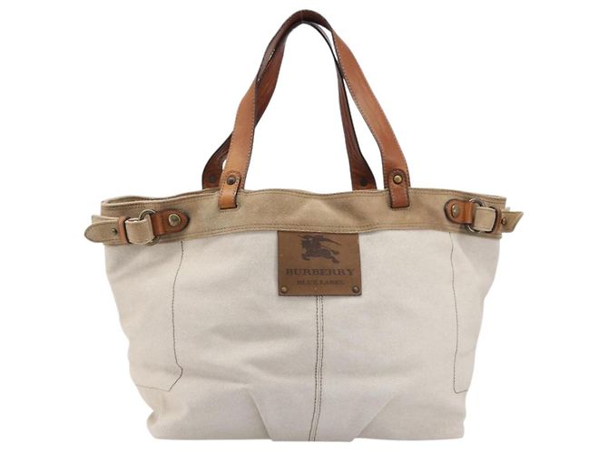 Borsa Tote BURBERRY Blue Label Canvas White Auth bs37331 Bianco - vista 13