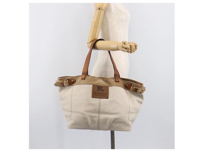 Borsa Tote BURBERRY Blue Label Canvas White Auth bs37331 Bianco - vista 22
