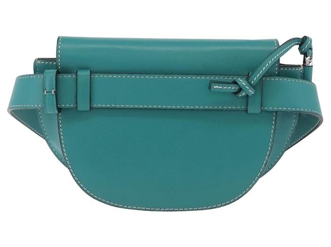 LOEWE Mini Gate Bag Borsa a Tracolla in Pelle Verde Argento Auth ka6387M - vista 2