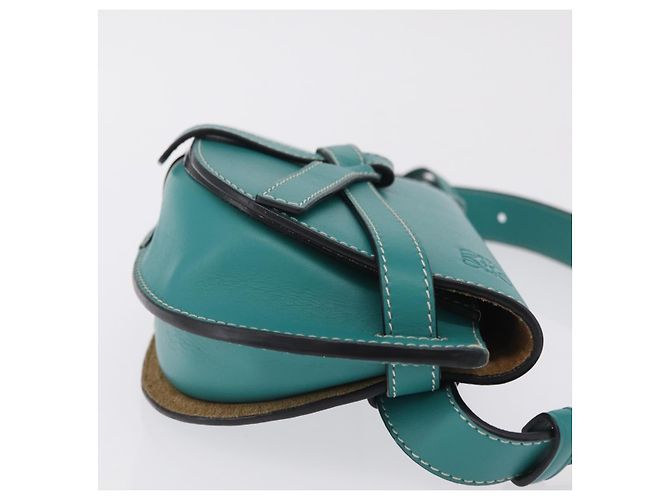 LOEWE Mini Gate Bag Borsa a Tracolla in Pelle Verde Argento Auth ka6387M - vista 3
