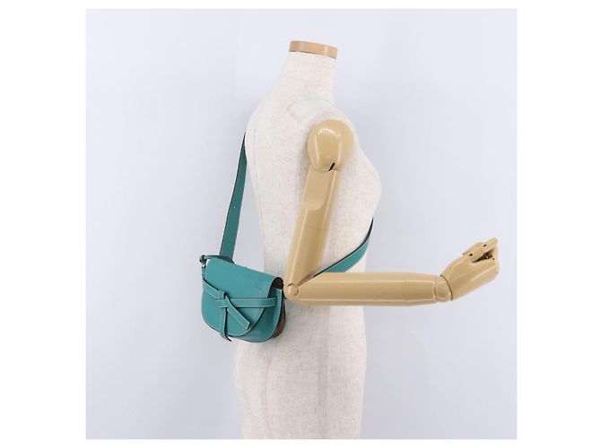 LOEWE Mini Gate Bag Borsa a Tracolla in Pelle Verde Argento Auth ka6387M - vista 31