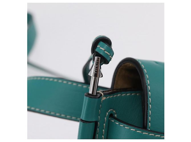 LOEWE Mini Gate Bag Borsa a Tracolla in Pelle Verde Argento Auth ka6387M - vista 9
