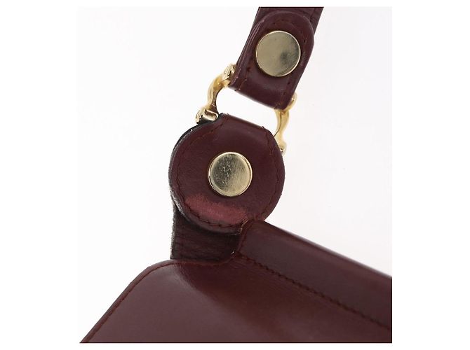 Borsa a tracolla CARTIER Must Line Pelle Bordeaux Gold Auth ka6344 D'oro Bordò - vista 10