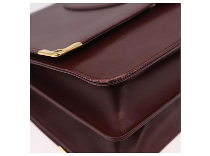 Borsa a tracolla CARTIER Must Line Pelle Bordeaux Gold Auth ka6344 D'oro Bordò - vista 12