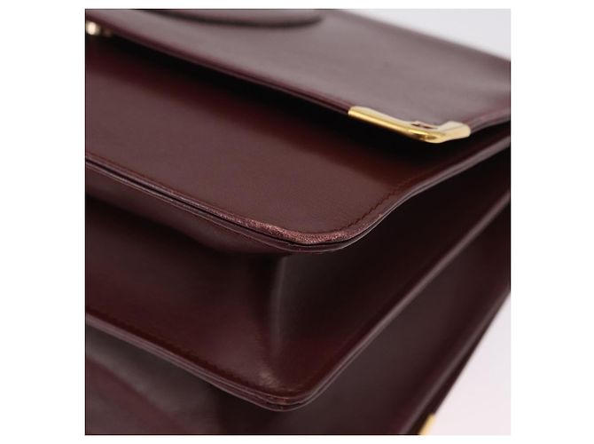 Borsa a tracolla CARTIER Must Line Pelle Bordeaux Gold Auth ka6344 D'oro Bordò - vista 13
