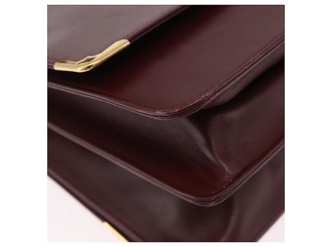 Borsa a tracolla CARTIER Must Line Pelle Bordeaux Gold Auth ka6344 D'oro Bordò - vista 14