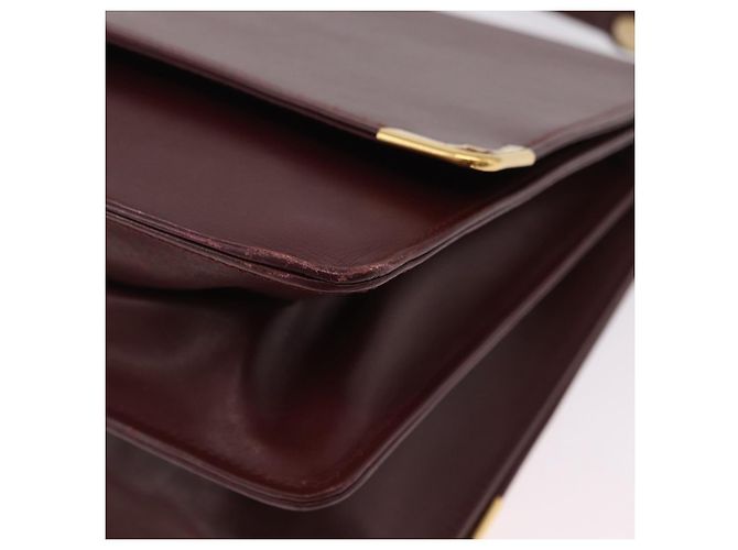 Borsa a tracolla CARTIER Must Line Pelle Bordeaux Gold Auth ka6344 D'oro Bordò - vista 15