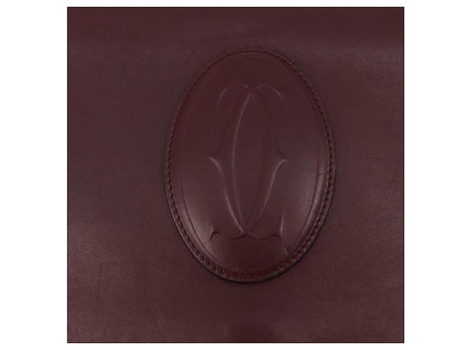 Borsa a tracolla CARTIER Must Line Pelle Bordeaux Gold Auth ka6344 D'oro Bordò - vista 16