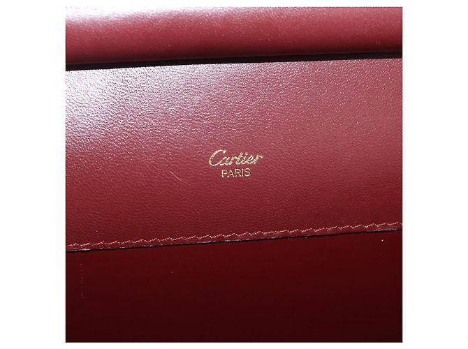 Borsa a tracolla CARTIER Must Line Pelle Bordeaux Gold Auth ka6344 D'oro Bordò - vista 19