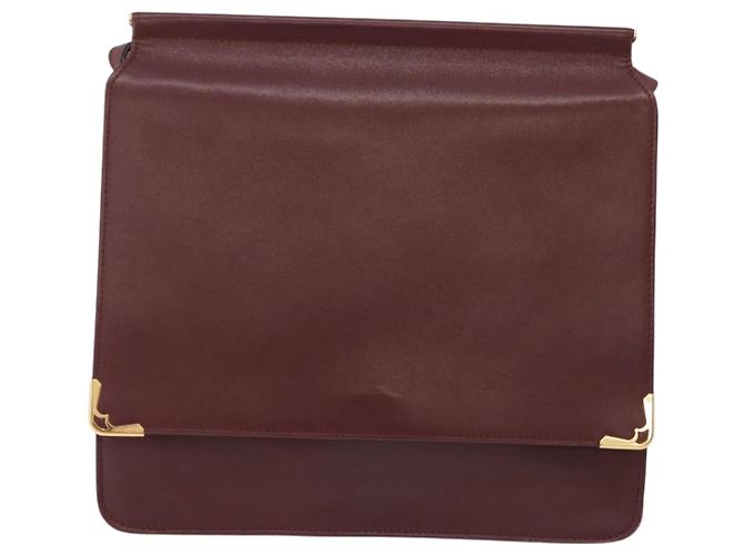 Borsa a tracolla CARTIER Must Line Pelle Bordeaux Gold Auth ka6344 D'oro Bordò - vista 3