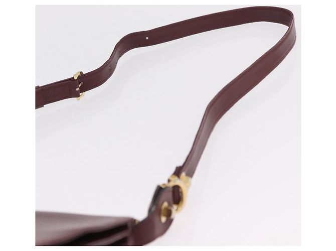 Borsa a tracolla CARTIER Must Line Pelle Bordeaux Gold Auth ka6344 D'oro Bordò - vista 8