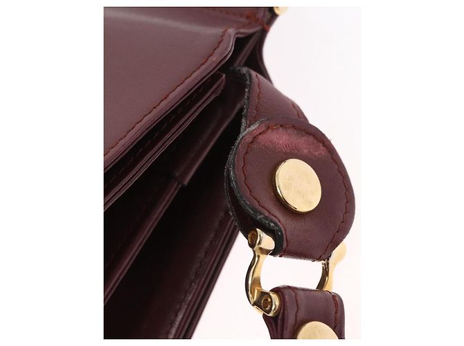 Borsa a tracolla CARTIER Must Line Pelle Bordeaux Gold Auth ka6344 D'oro Bordò - vista 9