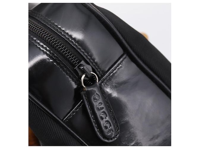 Borsa a mano GUCCI Bamboo Nylon Nero Argento 000 2040 0538 Auth ep16022 - vista 14