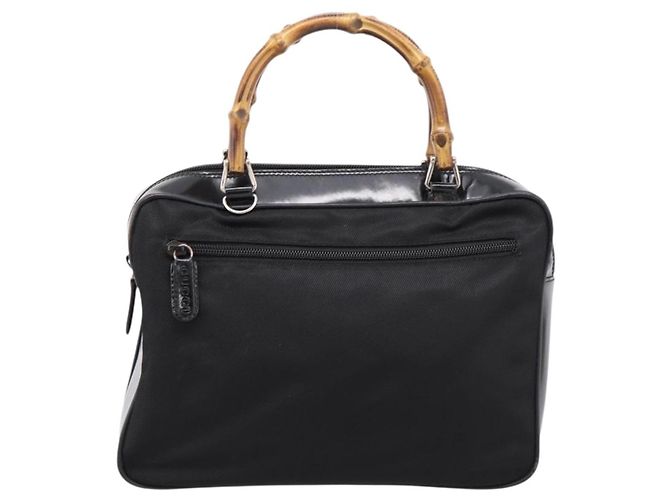 Borsa a mano GUCCI Bamboo Nylon Nero Argento 000 2040 0538 Auth ep16022 - vista 2