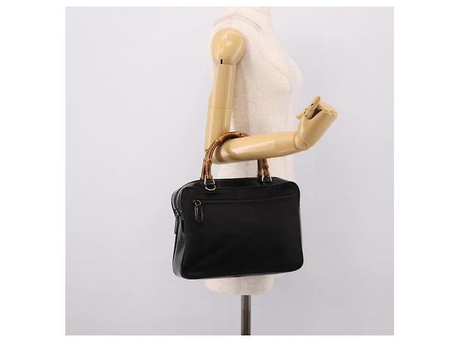 Borsa a mano GUCCI Bamboo Nylon Nero Argento 000 2040 0538 Auth ep16022 - vista 23