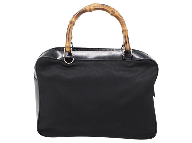 Borsa a mano GUCCI Bamboo Nylon Nero Argento 000 2040 0538 Auth ep16022 - vista 3