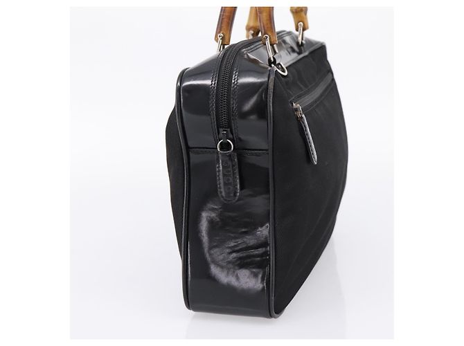 Borsa a mano GUCCI Bamboo Nylon Nero Argento 000 2040 0538 Auth ep16022 - vista 4
