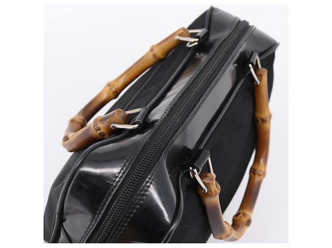 Borsa a mano GUCCI Bamboo Nylon Nero Argento 000 2040 0538 Auth ep16022 - vista 6
