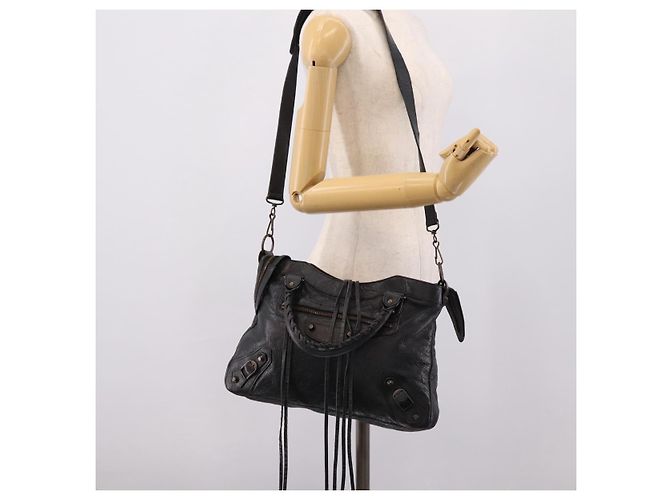 Borsa a mano Balenciaga The Town in pelle 2way Nera 240579 Auth mr2969SAM Nero - vista 25