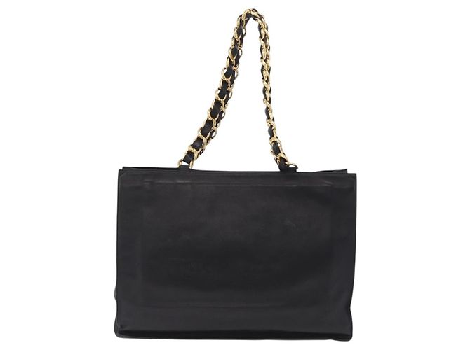 CHANEL Chain Big COCO Mark Tote Bag aus Lammleder Schwarz Gold CC Auth BA15804V Golden - Ansicht 3