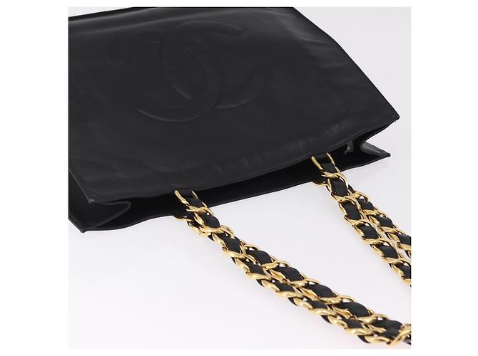 CHANEL Chain Big COCO Mark Tote Bag aus Lammleder Schwarz Gold CC Auth BA15804V Golden - Ansicht 8