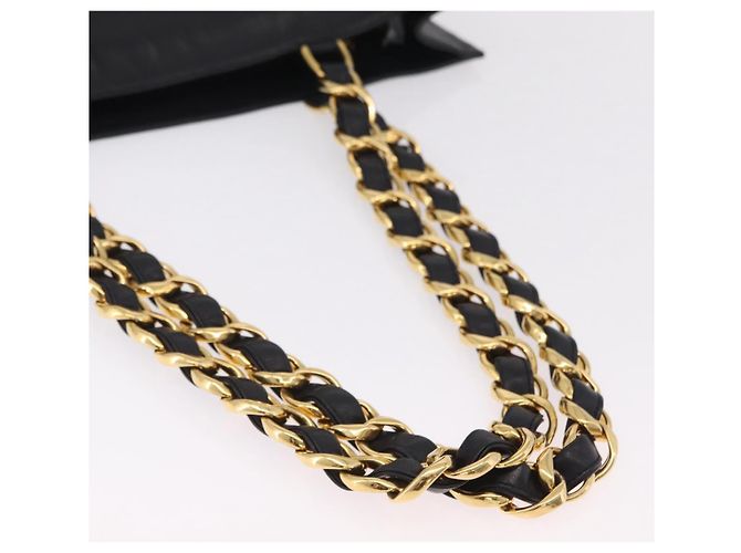CHANEL Chain Big COCO Mark Tote Bag aus Lammleder Schwarz Gold CC Auth BA15804V Golden - Ansicht 9