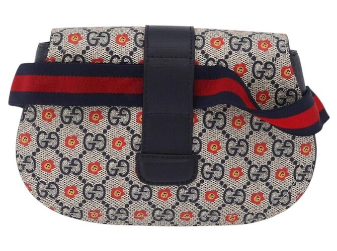 Marsupio bambini GUCCI GG Supreme PVC Sherry Line Navy 835822 Auth 206329M - vista 3