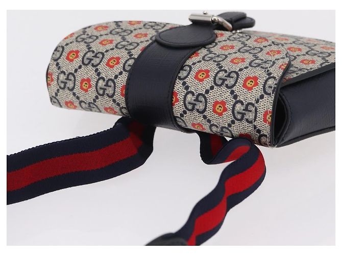 Marsupio bambini GUCCI GG Supreme PVC Sherry Line Navy 835822 Auth 206329M - vista 6