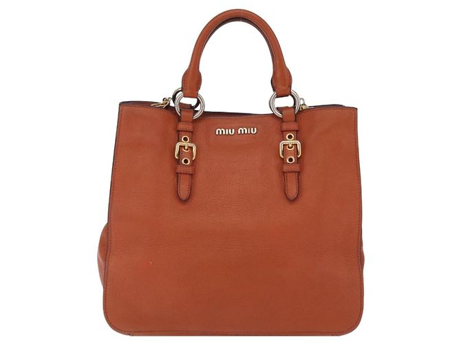 Borsa a mano Miu Miu in pelle 2way Orange Gold Auth 206335A D'oro Arancione - vista 13