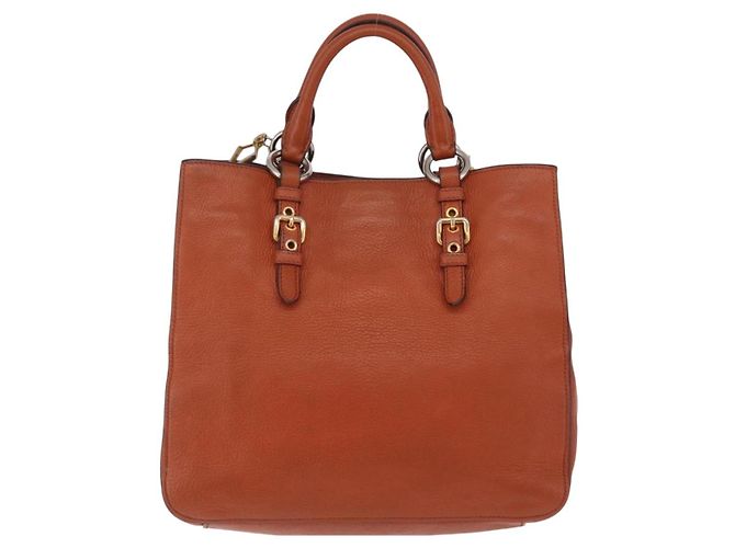 Borsa a mano Miu Miu in pelle 2way Orange Gold Auth 206335A D'oro Arancione - vista 2