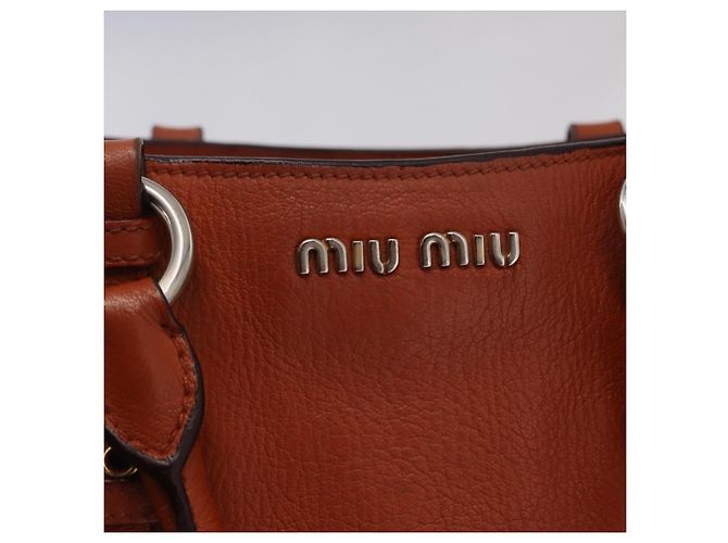 Borsa a mano Miu Miu in pelle 2way Orange Gold Auth 206335A D'oro Arancione - vista 21
