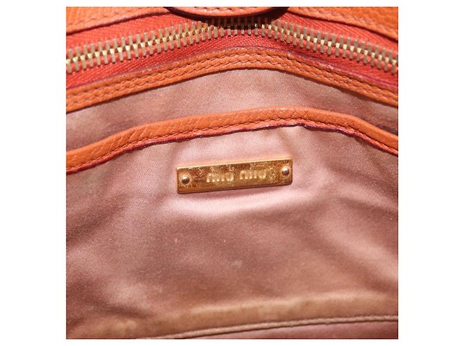Borsa a mano Miu Miu in pelle 2way Orange Gold Auth 206335A D'oro Arancione - vista 22
