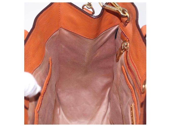 Borsa a mano Miu Miu in pelle 2way Orange Gold Auth 206335A D'oro Arancione - vista 24