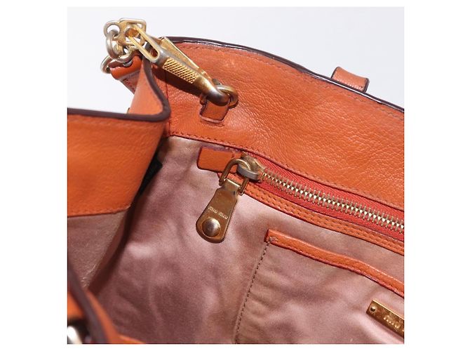 Borsa a mano Miu Miu in pelle 2way Orange Gold Auth 206335A D'oro Arancione - vista 25