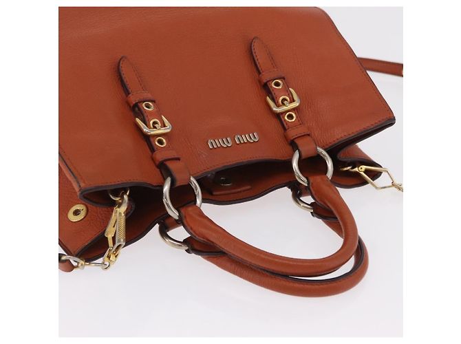 Borsa a mano Miu Miu in pelle 2way Orange Gold Auth 206335A D'oro Arancione - vista 6