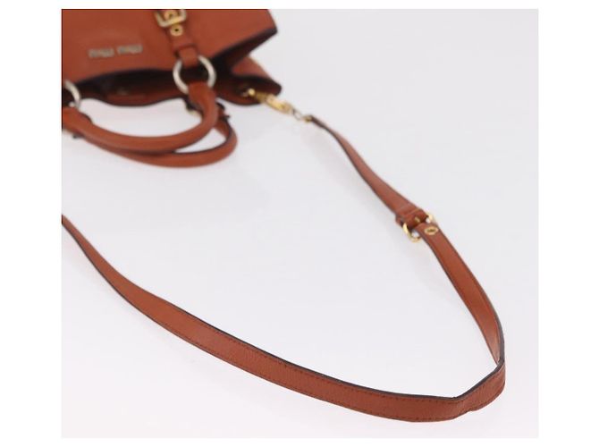 Borsa a mano Miu Miu in pelle 2way Orange Gold Auth 206335A D'oro Arancione - vista 8