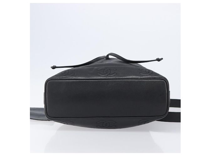 Borsa a Tracolla CHANEL Triple COCO Mark Pelle Caviar Nero Oro CC Auth 206050V D'oro - vista 10