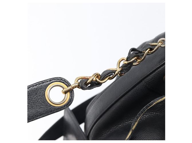 Borsa a Tracolla CHANEL Triple COCO Mark Pelle Caviar Nero Oro CC Auth 206050V D'oro - vista 18
