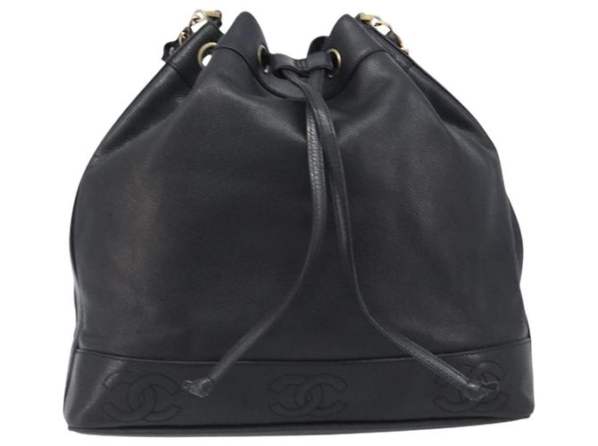 Borsa a Tracolla CHANEL Triple COCO Mark Pelle Caviar Nero Oro CC Auth 206050V D'oro - vista 2