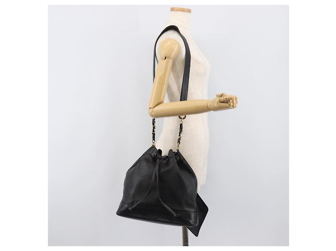Borsa a Tracolla CHANEL Triple COCO Mark Pelle Caviar Nero Oro CC Auth 206050V D'oro - vista 28