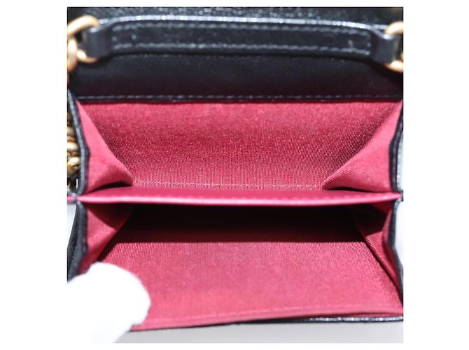 CHANEL Matelasse Chain Shoulder Card Case Caviar Skin Black Gold CC Auth ka6420V Nero D'oro - vista 18