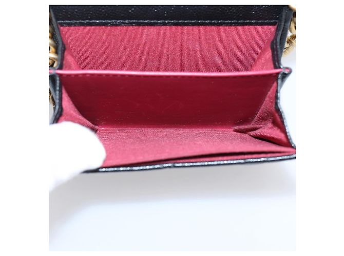 CHANEL Matelasse Chain Shoulder Card Case Caviar Skin Black Gold CC Auth ka6420V Nero D'oro - vista 19
