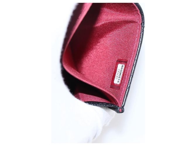 CHANEL Matelasse Chain Shoulder Card Case Caviar Skin Black Gold CC Auth ka6420V Nero D'oro - vista 21