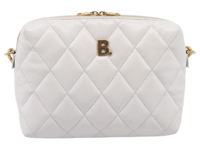 BALENCIAGA Camera Bag Borsa a Tracolla Pelle White Gold 600325 Auth ep16124A Bianco D'oro - vista 13